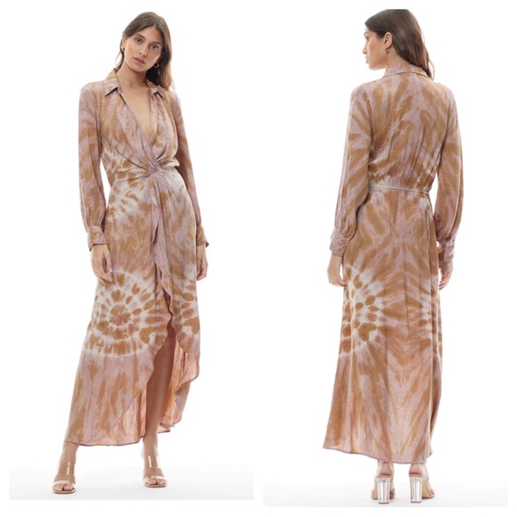 Young Fabulous & Broke Dresses & Skirts - NWT Young Fabulous and Broke YFB Siren Shirt Wrap Midi Dress Adobe Rose Spin XS